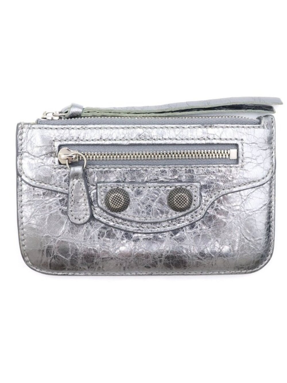 Balenciaga Le Cagole Fragment Case Card Pouch Silver Leather